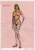 Donna Giaguaro - Pastello e chine su carta millimetrata 27x19