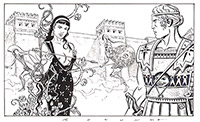 Bozzetto miti greci a fumetti - Inchiostro di china su cartoncino 27x16