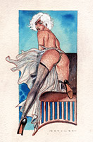 Marilyn - Acquerello e carbothello 30x16